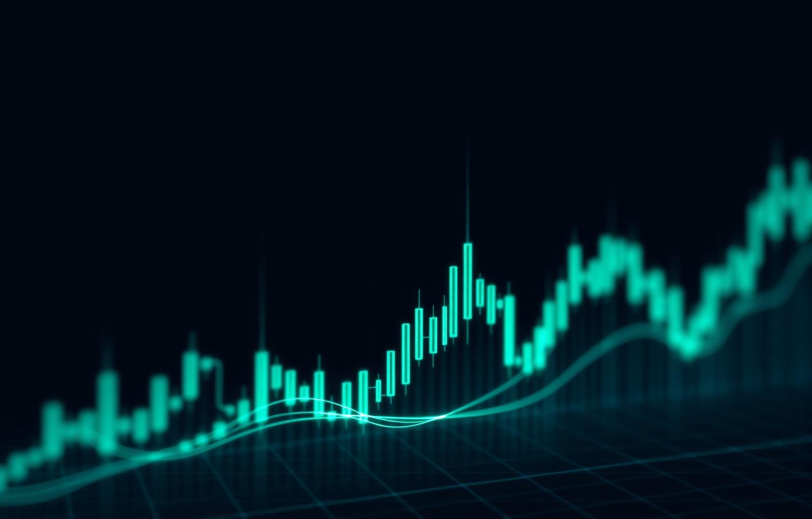 AI-analyzed trading chart with candlesticks and trend lines